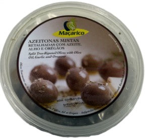 Macarico Split Tree-Ripened Olives with Olive Oil, Garlic and Oregano 155g