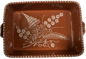PAINTED CLAY BAKING TRAY nº 3 37x26X8C
