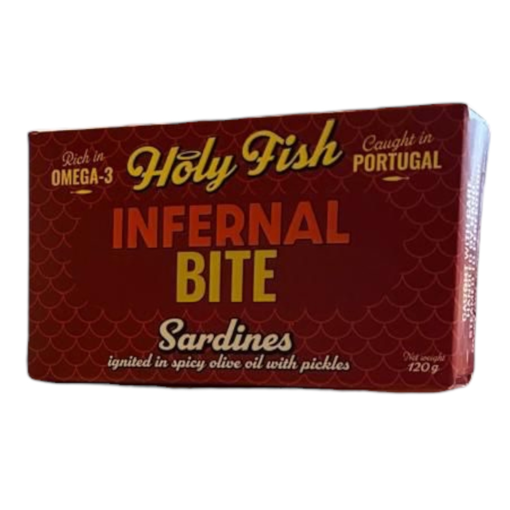 Holy Fish Infernal Bite - Sardines in Spicy Olive Oil with Pickles 120g