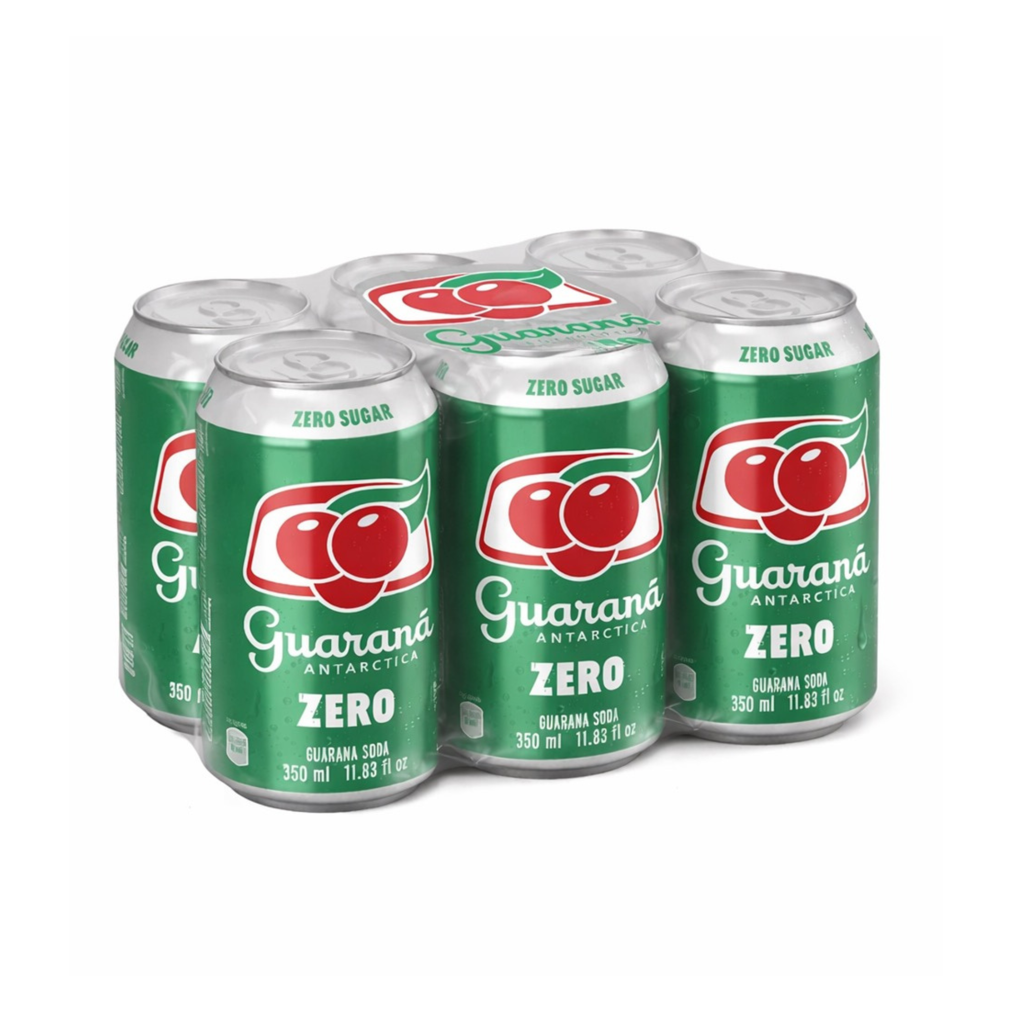 6 Pack Guarana Antartica Zero Carbonated Soft Drink 355mL